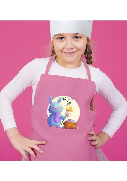 Çocuklar Için Paskalya Temalı Pembe Mutfak Önlüğü, Renkli ve Eğlenceli Tasarım