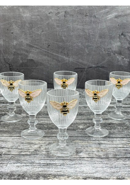 6 Lı Kristal Cam Kahve Yanı Su Bardağı Arı Bardak 75ML