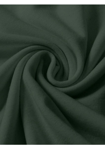 Asker Yeşili Bisiklet Yaka Omuzları Siyah Garni T-Shirt modelleri