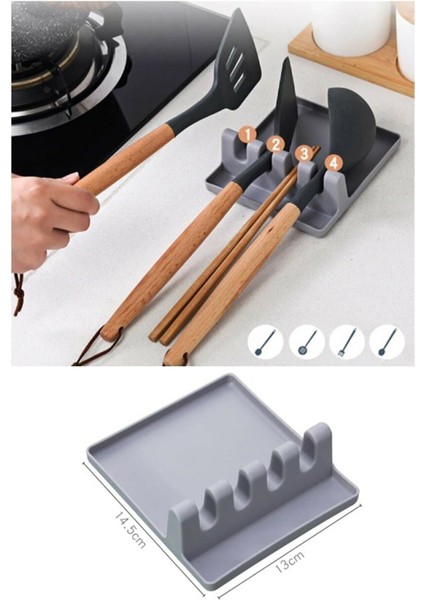 Antrasit Renkli Kaşık, Kepçe ve Tencere Kapağı Altlığı Org-85