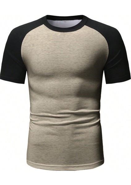 Bej Bisiklet Yaka Omuzları Siyah Garni T-Shirt fırsatları