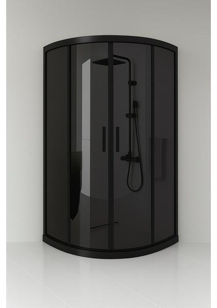 Duşakabin Füme Temper Cam Elegant Seri Oval Siyah Profil - Yükseklik: 190 cm modelleri