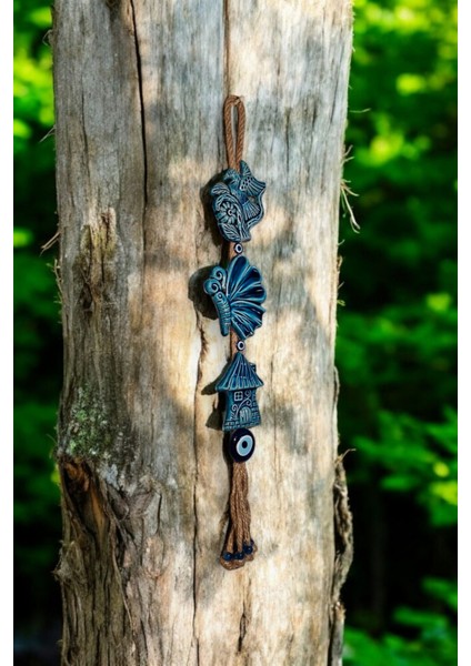 Renkli Seramik Kuş ve Kelebek Dekoratif Süs Eşyası 9X50 cm modelleri