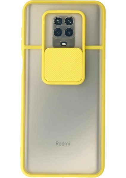 Xiaomi Redmi Note 9 Pro Kılıf Palm Buzlu Kamera Sürgülü Silikon - Sarı - NX2063-2882