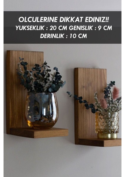 Ahşap Çiçeklik ve Saksı Rafı, Duvar Dekoru, 2'li Kompakt Tasarım fiyatları