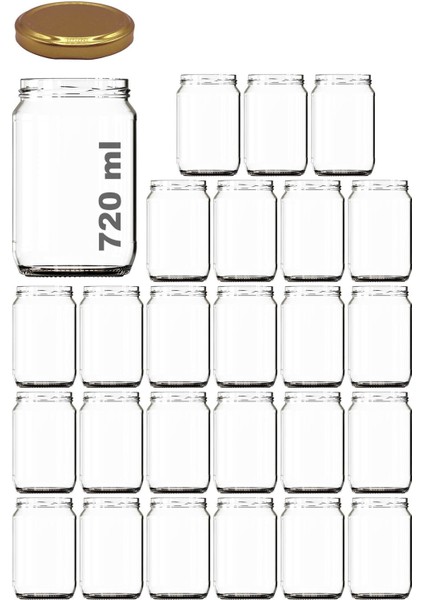 720 ml Şeffaf Metal Kapaklı Bal Kavanozu 25 Adet (1 kg Bal)