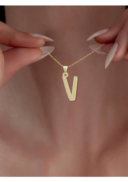 14 Ayar Altın V Harfi Kolye Ucu 0.3 Gr, KC16753 Kodlu
