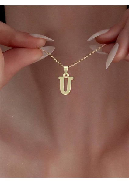 14 Ayar Altın U Harfi Kolye Ucu 0.3 Gr, KC16646 Kodlu