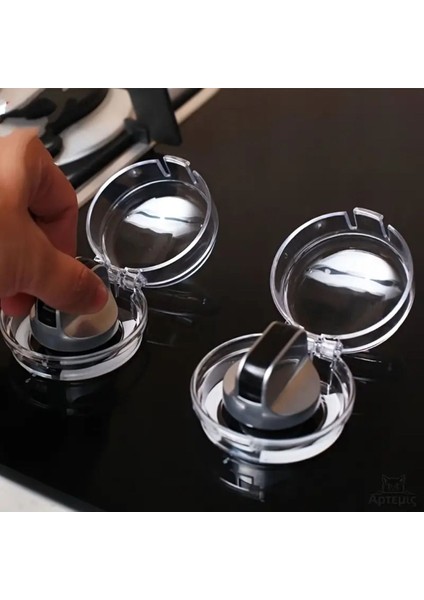 Şeffaf Turuncu Mutfak Fırın ve Gaz Ocak Düğme Koruyucu Seti