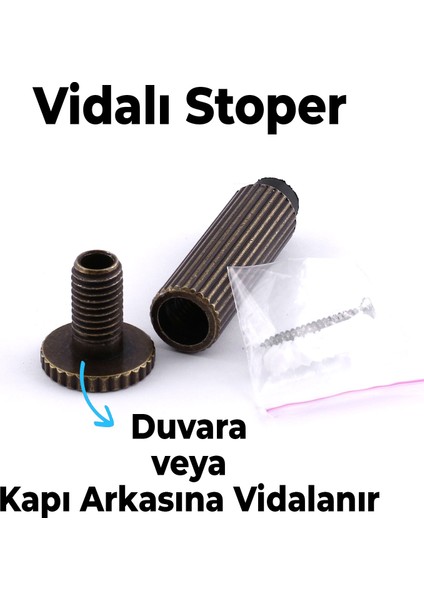 Kapı Stoperi Tamponu Eskitme Antik Vidalı Metal Tutacağı Tutucu Kapı Arkası Duvar Kolu Stopu Takozu fırsatları