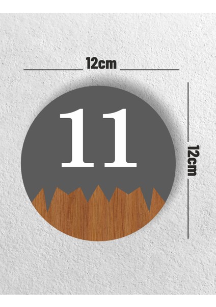 Yuvarlak Metal Kompozit - Ahşap Apartman Site -Daire Otel Ofis Kapı Numarası - Kapı No:11 On Bir fiyatları