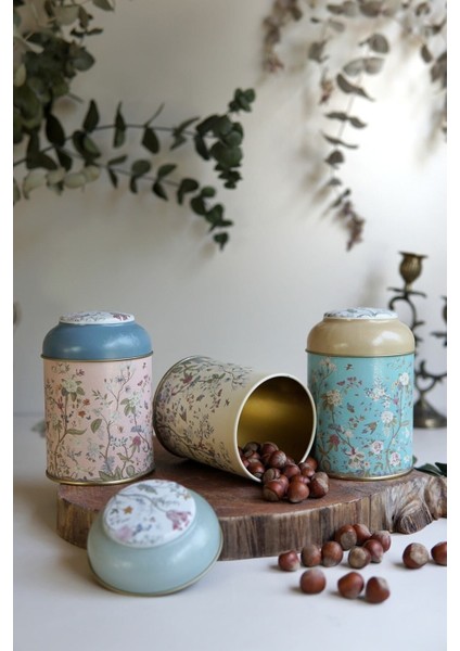 3'lü Metal Saklama Kabı Seti, Renkli, 9 Cm, Erzak ve Kavanoz Takımı