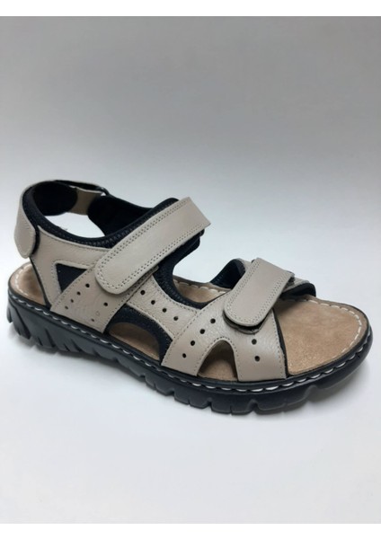 Hakiki Deri Vizon Rengi Cırtlı Rahat Taban Erkek Sandalet C-9805184 fiyatları