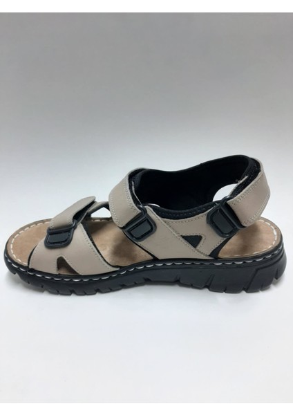 Hakiki Deri Vizon Rengi Cırtlı Rahat Taban Erkek Sandalet C-9805184 modelleri