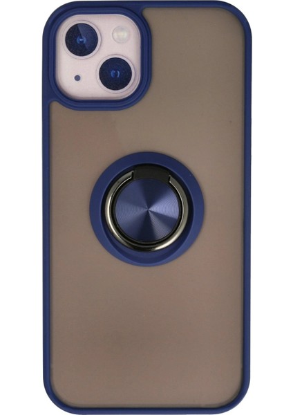 iPhone 15 Kılıf Montreal Yüzüklü Silikon Kapak - Lacivert - NX1083-4389