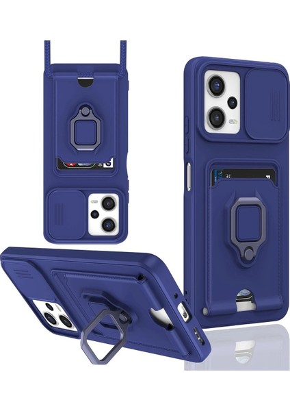 Xiaomi Poco X5 5g Kılıf Zuma Kartvizitli Yüzüklü Silikon - Lacivert - NX6281-5020