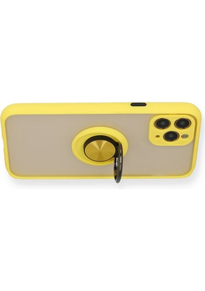 iPhone 11 Pro Kılıf Montreal Yüzüklü Silikon Kapak - Sarı - NX5885-6897 modelleri