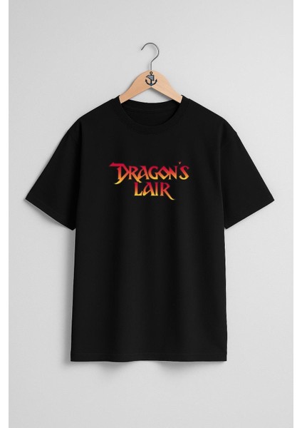 Oversize Dragon's Lair Göğüs Tasarımlı Unisex T-Shirt