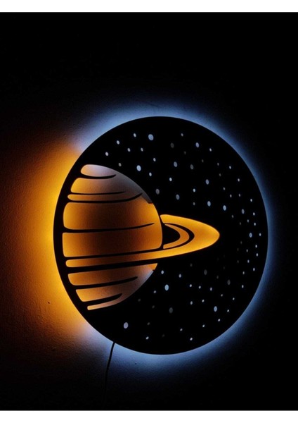 Siyah Mdf LED Işıklı Satürn Tablo, Şık ve Dekoratif Ev Süsü fiyatları