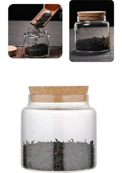 6'lı Mantar Kapaklı Cam Kavanoz Baharat Takımı, 575CC, Şık ve Kullanışlı Set