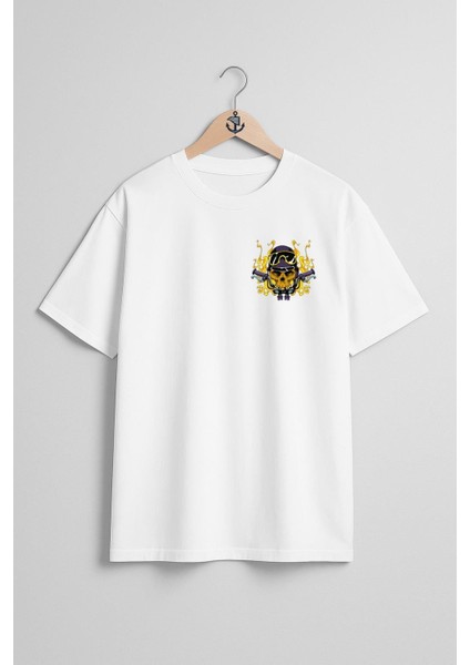 Oversize Kuru Kafa Rider Cep ve Sırt Tasarımlı Unisex T-Shirt