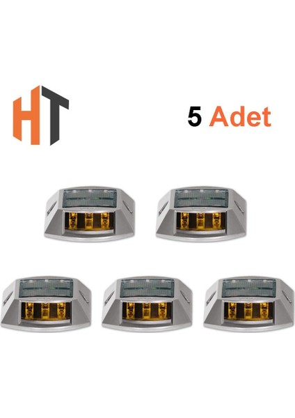 5'li Set Kırmızı Solar Yol Butonu 3x3 Ledli