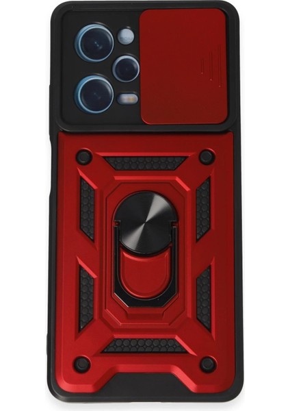 Xiaomi Redmi Note 12 Pro 5g Kılıf Pars Lens Yüzüklü Silikon - Kırmızı - NX3016-9541