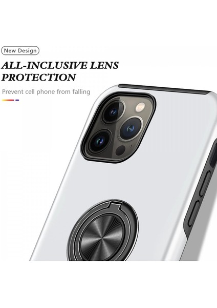 iPhone 13 Pro Kılıf Elit Yüzüklü Kapak - Gümüş - NX5977-9804 fırsatları