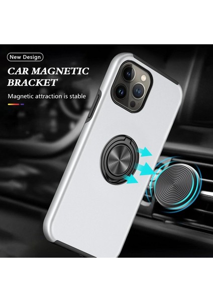 iPhone 13 Pro Kılıf Elit Yüzüklü Kapak - Gümüş - NX5977-9804 indirimleri