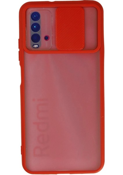 Xiaomi Redmi 9t Kılıf Palm Buzlu Kamera Sürgülü Silikon - Kırmızı - NX3663-7332