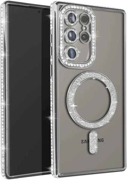 Samsung Galaxy S23 Ultra Joke Simli Magneticsafe Kılıf - Gümüş - NX5010-5053