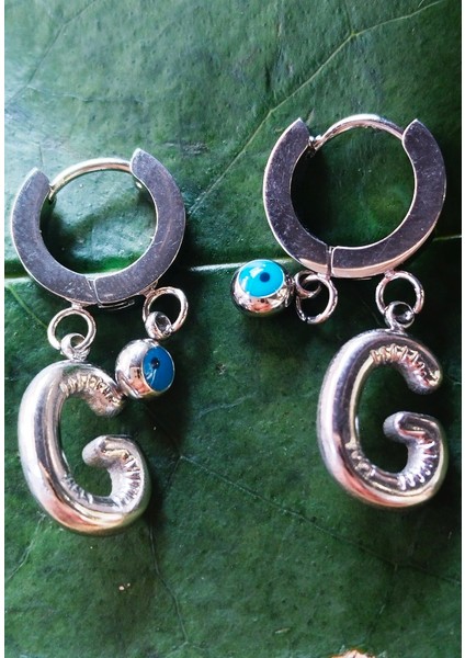 Gümüş Renk G Harfi Lüks Gösterişli Klips Küpe