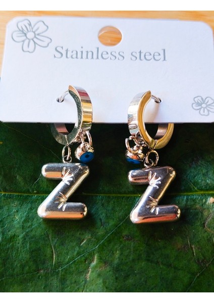 Gümüş Renk Z Harfi Lüks Gösterişli Klips Küpe