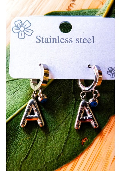 Gümüş Renk A Harfi Lüks Gösterişli Klips Küpe