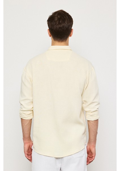 Yüz Pamuk Oversize Muslin Keten Uzun Kollu Gömlek fiyatları