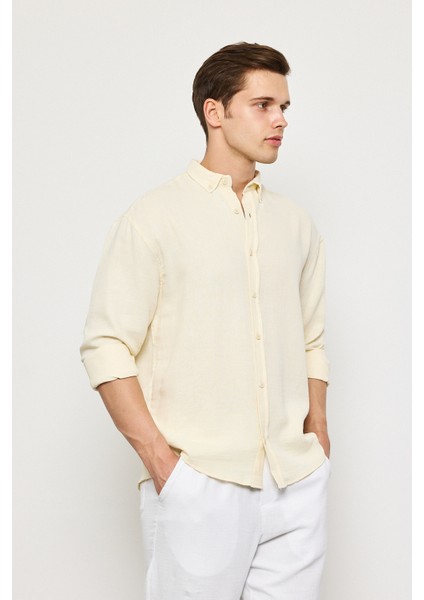 Yüz Pamuk Oversize Muslin Keten Uzun Kollu Gömlek fırsatları