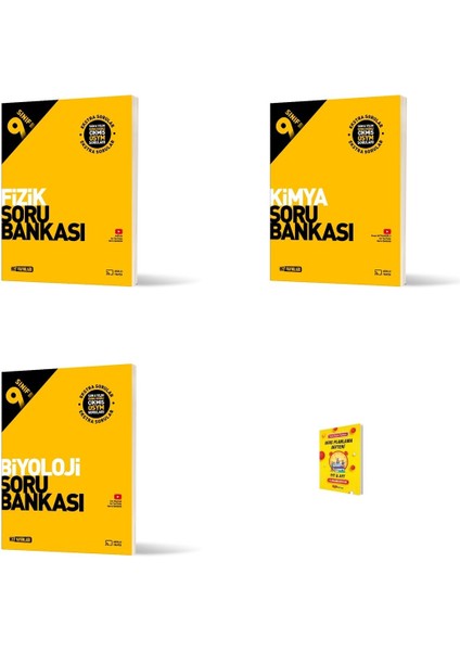 9. Sınıf Fizik Kimya ve Biyoloji 3lü Set Soru Bankası + Planlama Defteri