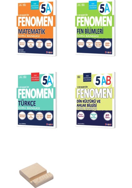 Fenomen Yayıncılık 5. Sınıf A Serisi Matematik - Fen Bilimleri - Türkçe - Din Kültürü ve Ahlak Bilgisi 4'lü Set Soru Bankası - Telefon Tutucu