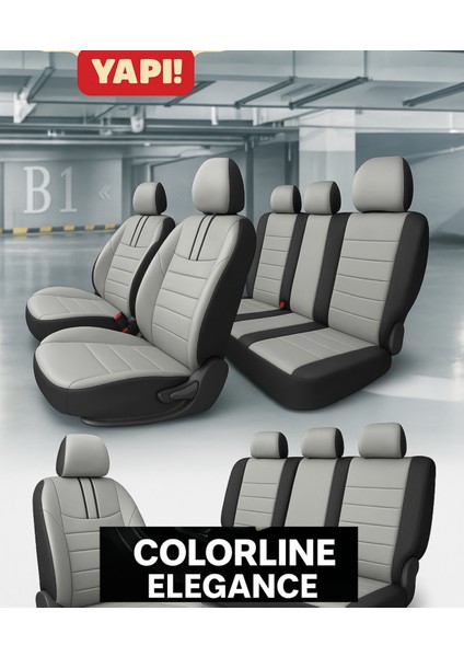 Hyundai Accent (3/5 Kapı) 1994–1999 Colorline Elegance Serisi Deri Gri Siyah Koltuk Kılıfı modelleri