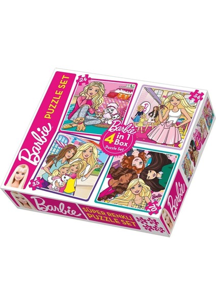 1888 Süper Renkli 4ü1 Arada Puzzle Set - Barbie / 24+35+54+70 Parça Puzzle fiyatları