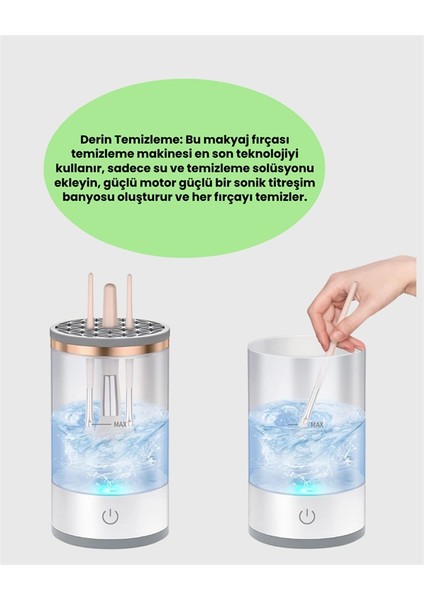 Taşınabilir, Sessiz ve Güçlü Makyaj Fırçası Temizleme Makinesi indirimleri