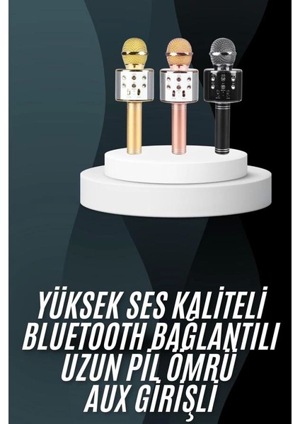 Karaoke Mikrofon Bluetooth Bağlantılı Aux Girişli Uzun Pil Ömrü Yüksek Ses
