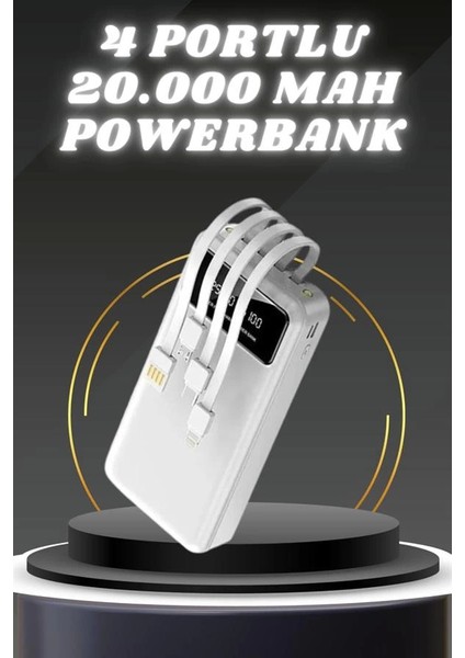 Powerbank Şarj Cihazı 4 Çıkışlı 20.000 Mah Powerbank Kompakt Yüksek Kapasiteli Hızlı Şarj fiyatları