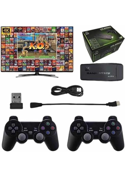 Çift Kollu 2.4g Kablosuz Retro 4K Game Stick 3500 Oyun Atari Hd Görüntü