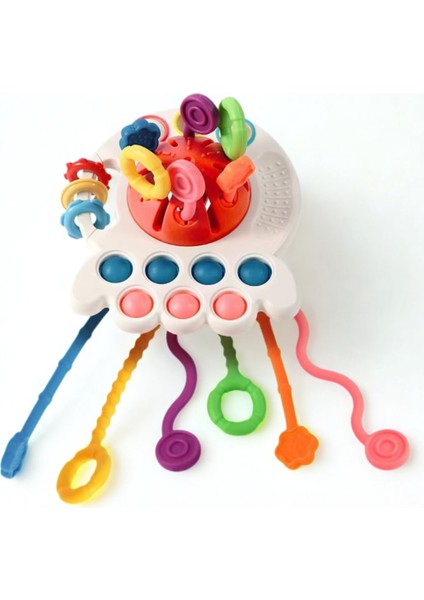 Montessori Stili Bebek Duyusal Gelişim Eğitici Oyuncağı (Silikon Ipli)