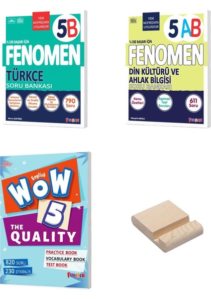 Fenomen Yayıncılık 5. Sınıf B Serisi Türkçe – Din Kültürü ve Ahlak Bilgisi - İngilizce 3’lü Set Soru Bankası - Telefon Tutucu
