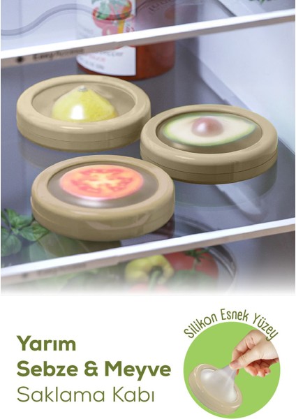 3'lü Buzdolabı Meyve Sebze Saklama Kutusu Bej