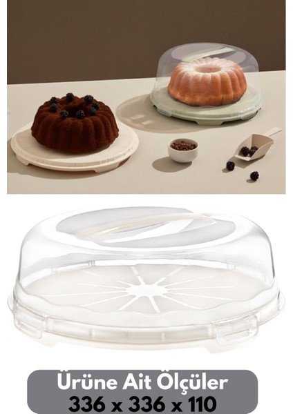 34CM Büyük Boy Saklama Kabı, Kilitli Borcam Fanusu, Kek ve Börek Için Uygun