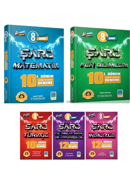Koza Karaca Patron Kitap Yayınları 8.sınıf 1. Dönem Türkçe, Matematik, Fen Bilimleri, Inkılap Tarihi ve Ingilizce Deneme Seti