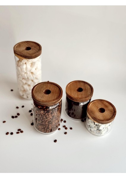 Şeffaf Cam Saklama Kabı, Ahşap Kapak, 700 Ml, Şık ve Dayanıklı Tasarım fırsatları